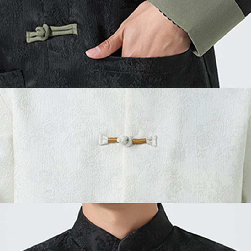 Jacquard Frog-Button Long Sleeve Men's Cotton Jacket Tang Suit With Pockets - Image 20