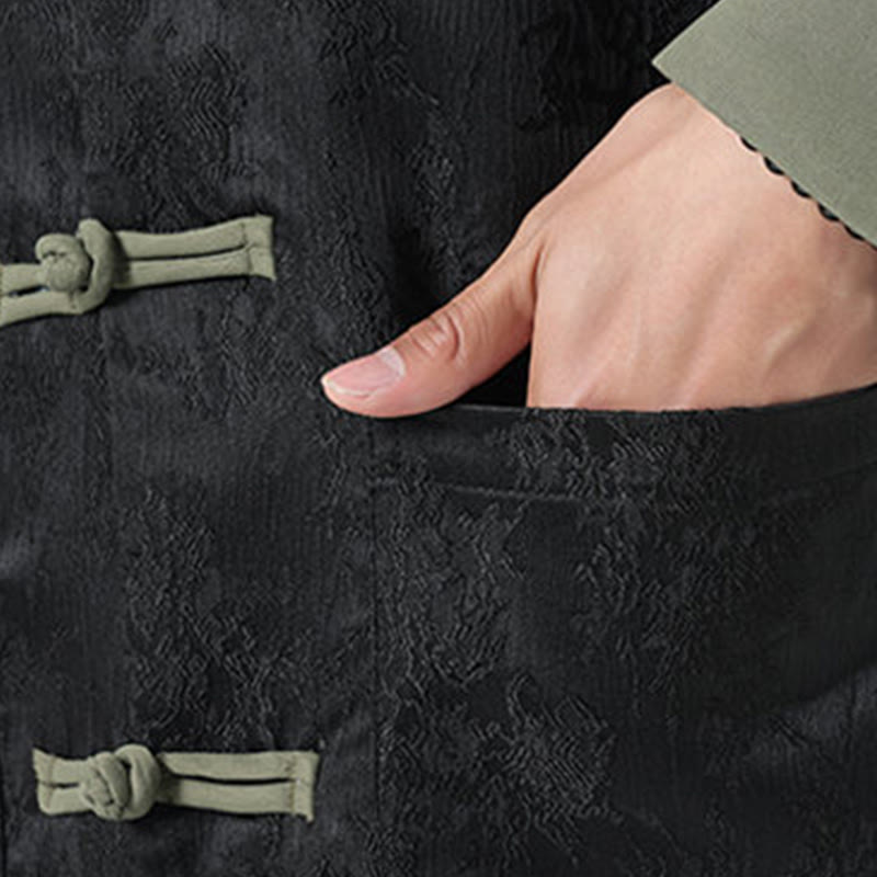 Jacquard Frog-Button Long Sleeve Men's Cotton Jacket Tang Suit With Pockets - Image 11