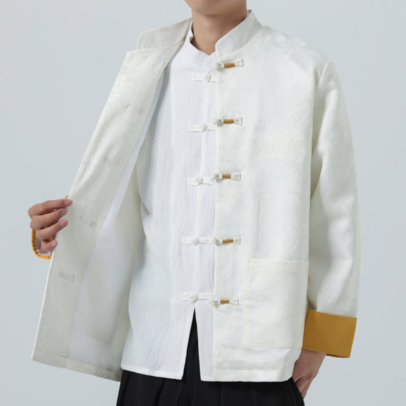 Jacquard Frog-Button Long Sleeve Men's Cotton Jacket Tang Suit With Pockets - Image 17