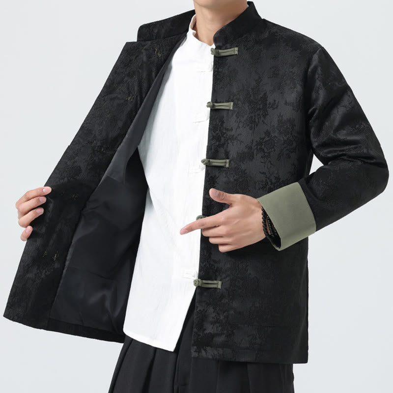 Jacquard Frog-Button Long Sleeve Men's Cotton Jacket Tang Suit With Pockets - Image 7
