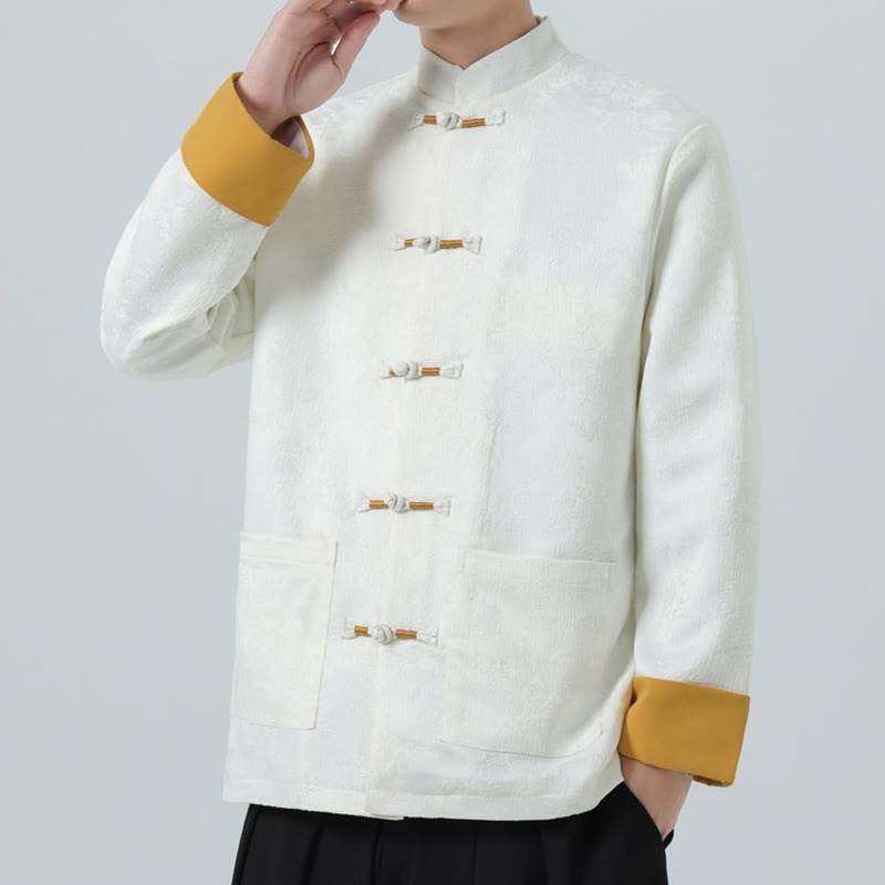 Jacquard Frog-Button Long Sleeve Men's Cotton Jacket Tang Suit With Pockets - Image 16