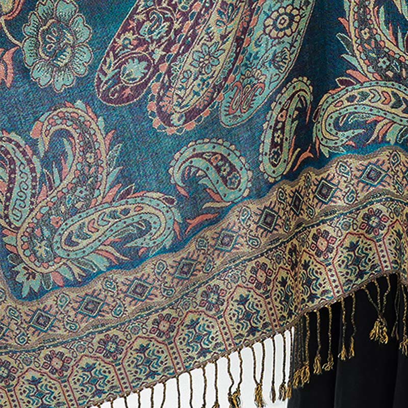 Bohemia Style Tibetan Paisley Floral Pattern Tassel Cozy Scarf Shawl - Image 15