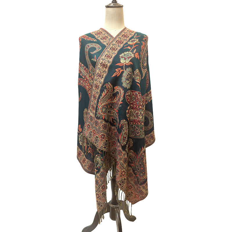 Bohemia Style Tibetan Paisley Floral Pattern Tassel Cozy Scarf Shawl - Image 16