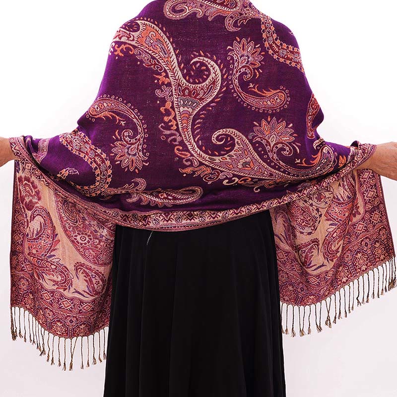 Bohemia Style Tibetan Paisley Floral Pattern Tassel Cozy Scarf Shawl - Image 18