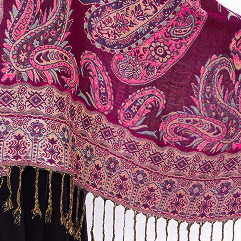 Bohemia Style Tibetan Paisley Floral Pattern Tassel Cozy Scarf Shawl - Image 24