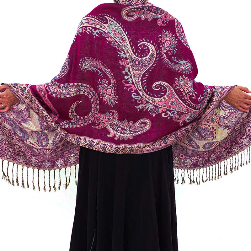 Bohemia Style Tibetan Paisley Floral Pattern Tassel Cozy Scarf Shawl - Image 23