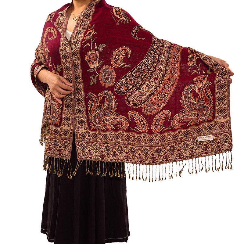 Bohemia Style Tibetan Paisley Floral Pattern Tassel Cozy Scarf Shawl - Image 10