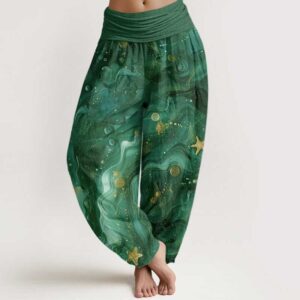 Oceanic Golde Star Pattern Women's Elastic Waist Harem Pants - Image 8