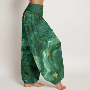 Oceanic Golde Star Pattern Women's Elastic Waist Harem Pants - Image 10