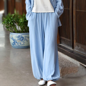 Casual Plain Loose Women's Linen Pants With Pockets